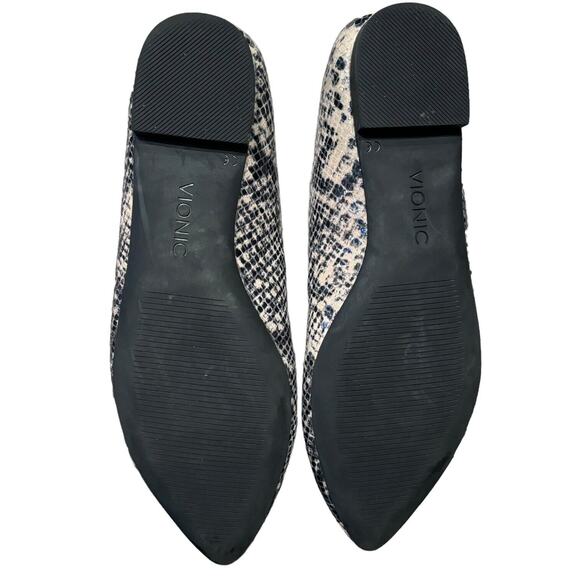 Vionic Women's Caballo Ballet Flats Gray Tan Snake Print Size 7 Leather Shoes - Picture 4 of 7